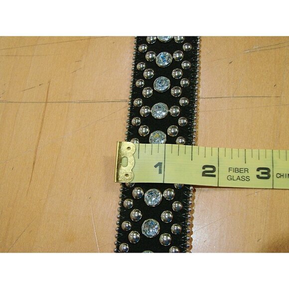 Guess Womens Black Studded Rhinestones Embossed Metal Buckle Size M 925121 - Picture 7 of 12